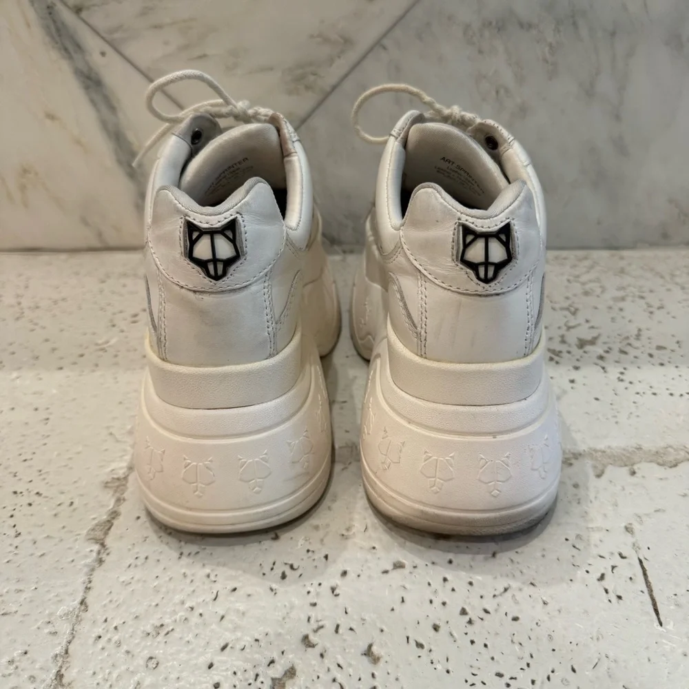 Naked Wolfe sporty white leather platform sneakers